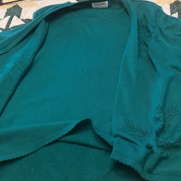 Alfred Dunner pullover sweater cardigan vintage green women’s XL made in USA - Picture 4 of 8